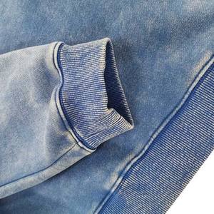 เสื้อฮู้ดขนแกะสำหรับผู้ชายกันหดลายทึบปัก3D สกรีนลายปะติดเสื้อซักลายกรด - Product Image 5