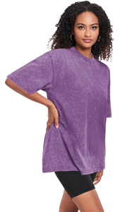 High Quality <b>Acid</b> Washed T-Shirt for Women Oversized Fit Custom Top <b>Drop</b> Sleeve Breathable Casual Style for Summer Solid XS - Product Image 6