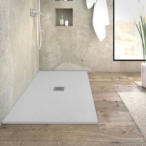 Piatto doccia in marmo grigio resina bianca 25-30mm di altezza 160x70 xh3 cm scatola doccia singola confezione di scarichi - Product Image 1