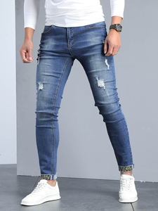 Pantalon en jean pour homme Pantalon décontracté pour homme Jeans extensibles Jeans skinny grande taille Super skinny déchiré multi-poches latérales Pantalon en denim pour homme - Product Image 4