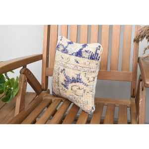 Coussin en laine beige tissé 12x12 pouces, coussin décoratif rustique de luxe, coussin vintage moelleux avec motifs brodés et imprimés, écologique et antidérapant - Product Image 3