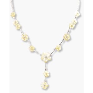 Collier de fleurs minuscules Twinkle Buds plaqué rhodium avec coquille - Product Image 2