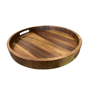 Bandeja de madera de acacia única en color nogal rico con forma cuadrada moderna y grano natural, ideal para organizar y entretener - Product Image 4