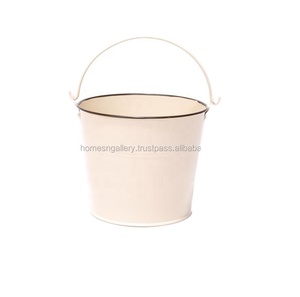 Stylish Decorative Planters Light Color Metal Planter for Home Balcony Bucket With Handle Garden Decoration - Product Image 1
