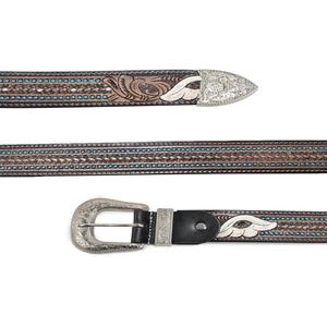 Ceinture d'outillage en cuir de vachette durable de rodéo et de style campagnard pour hommes avec relief floral sculpté à la main - Product Image 3