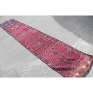 2.4x12.7 ft Turkish Rug, <b>Runner</b> Vintage Rug, <b>Red</b> Moroccan Rug - Product Image 2