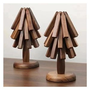 Classic Wooden <b>Tree</b> Trivet Set In Natural Dark & light Brown Expertly Crafted From High Quality Wood For Dinning <b>Mug</b> Glass Cup - Product Image 3