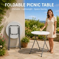 Hochleistungsfähiger Leichtgewichtiger Kunststoff Klappbarer Picknicktisch Rund Faltbar Modular Stapelbar für Outdoor-Restaurantnutzung