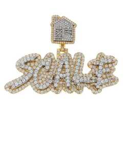 Pendentif Hip Hop unisexe en or blanc/jaune 10 carats avec diamants naturels de 15,08 carats, certifié IGI, plaqué rhodium, chaîne fine, cadeau, fête - Product Image 1