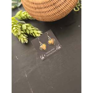 Pendientes Colgantes Hechos a Mano por Navajo con Ágata BB y Corazón de Plata Esterlina para Regalo - Product Image 4