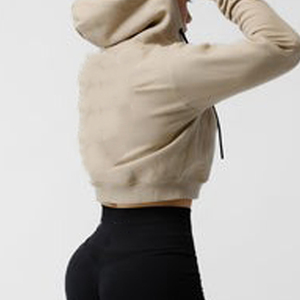 Vente en gros de sweat-shirts à capuche courts pour femmes, légers, de haute qualité, personnalisés, en molleton de coton de haute qualité pour femmes - Product Image 5