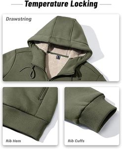 Sweats à capuche zippés à manches longues pour hommes de haute qualité hiver motif solide 300 grammes tissu non tissé Service OEM disponible - Product Image 5