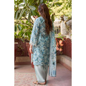 Conjunto de traje de 3 piezas para mujer con bordado y estampado, y dupatta con estampado en relieve DN-62033 - Product Image 1