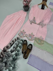 Elegante bordado personalizado para mujer Farshi Shalwar Kurta con mangas largas ropa india y pakistaní - Product Image 5