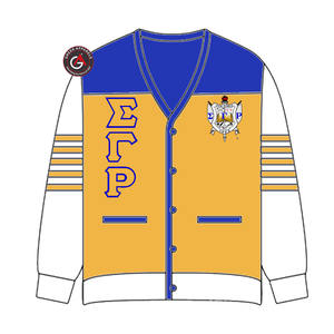 Sigma Gamma Rho Soror Embroidery Women Acrylic Cardigans | SGRho Sorority Embroidered Ladies Custom Style Cardigan <b>Sweater</b> - Product Image 4