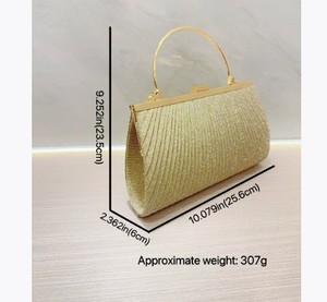 Bolso de mano plisado simple y elegante para fiestas, banquetes y eventos nocturnos; bolso de noche con pedrería; bolso de noche tipo bandolera. - Product Image 2