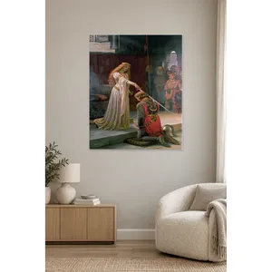 Fida Leighton, dame chevalière accoudant un chevalier à genoux, impression sur toile - Product Image 1