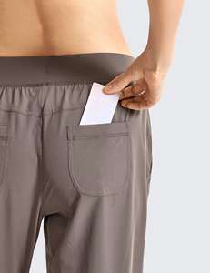 Joggers deportivos transpirables para mujer con bolsillos, logotipo personalizado, venta al por mayor, pantalones de chándal de lona para entrenamiento de Yoga, pantalones de salón para correr - Product Image 2