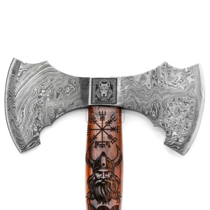 ขวานไวกิ้ง Tomahawk Hatchet DD-VikingAxe-LE07 เหล็กดามัสกัสอุตสาหกรรม ตีขึ้นรูปด้วยมือ ขวานมีด้ามไม้ 58-62HRC สำหรับตั้งแคมป์ - Product Image 3