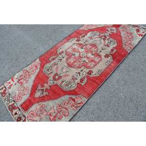 พรมขนสัตว์สีเบจสีแดงวินเทจขนาด3.5x8.1ฟุตพรมสี่เหลี่ยมขนาดใหญ่สไตล์ตุรกีขนาด10มม. น้ำยางนามธรรมสำหรับตกแต่งห้องโถง - Product Image 2