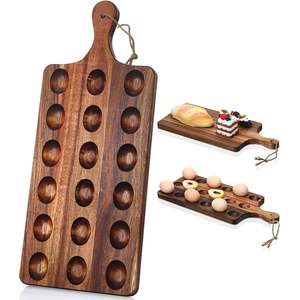 Wood <b>Egg</b> Holder Rack Rustic Container for Household Kitchen Refrigerator 18 Holes with Handle & Garden Food <b>Storage</b> Containers - Product Image 1