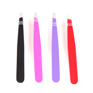 High Quality Low MOQ Customized Color Slanted Tip Stainless Steel Durable Lightweight <b>Eyebrow</b> <b>Tweezers</b> - Product Image 1