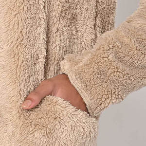 Poche Look élégant 2025 nouvel Article femmes Sherpa à capuche surdimensionné basique couleur Look Durable femmes Sherpa veste - Product Image 4