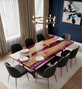 Mesa de Comedor de Resina Epoxi de Tamaño Personalizado, Mesa de Resina Rosa y Madera, Mesa de Consola Hecha a Mano, Escritorio de Bar, Interior de Lujo para el Hogar - Product Image 1
