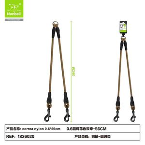 0.6 Patterned Round Nylon <b>Dog</b> Leash Dual <b>Lead</b> 56cm <b>Long</b> for Pets - Product Image 2