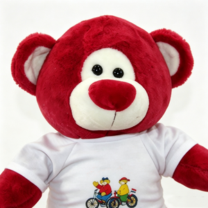Unique plush gift teddy bear with <b>printed</b> t-shirt, <b>nursery</b> decor red teddy bear plush, custom logo teddy bear plush - Product Image 4