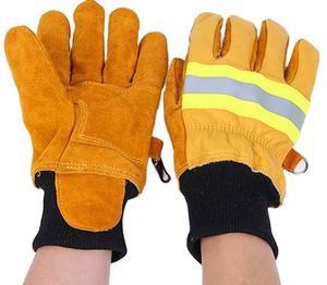 Gants de lutte contre l'incendie en peau de vache à haute température extinction de la flamme gant de sauvetage des pompiers résistant à l'usure - Product Image 1