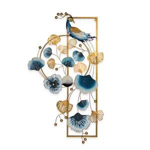 Décoration murale élégante en métal géométrique motif paon pour salon, couloir et restaurants - Product Image 2