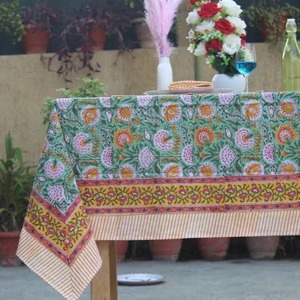 Nappe verte vintage à imprimé floral 60 "x 90", linge de table indien, cadeau Saint-Valentin, nappe personnalisée, décor de cuisine et de salle à manger - Product Image 1