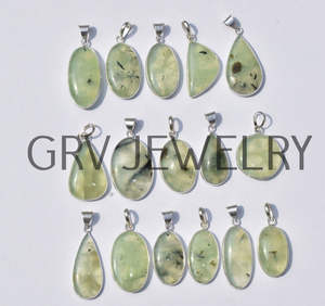 Vente en gros de pendentifs en argent sterling 925 ethniques faits à la main en prehnite naturelle avec lunette en pierres précieuses pour mariages fiançailles - Product Image 5