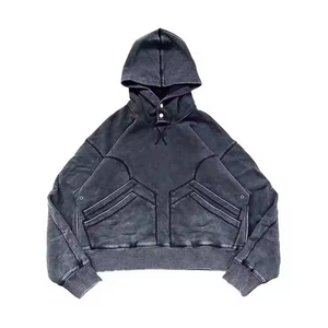 2025 nueva llegada de alta calidad de peso pesado pulóver sudaderas con capucha 100% algodón orgánico Doble Bolsillo de carga Regular Fit invierno - Product Image 5