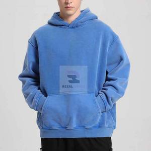 Venta al por mayor sudaderas con capucha de manga larga casuales de los hombres con diseño de cremallera logotipo personalizado patrón sólido estilo de invierno técnicas de teñido liso - Product Image 4