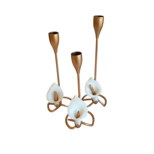 Chandelier en métal doré au design floral Bougeoir en fer pour Noël Décoratif Hôtel Table Top Ware Bougeoirs élégants - Product Image 6