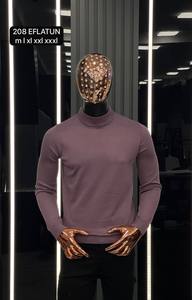 Automne hommes pull décontracté pour col polo manches longues fermeture éclair chaleur chaude Anti-rides cachemire Mohair Jacquard bouton rayure avant - Product Image 4