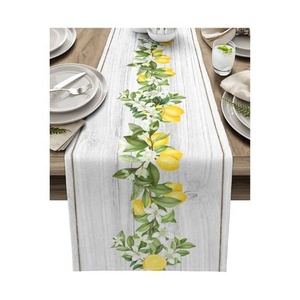 Hot Sale Super Soften Suede <b>Grey</b> Embroidered Style <b>Table</b> Runners <b>Sets</b> 100% Organic Cotton High Quality Fashionable Wedding - Product Image 5