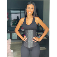 NOIR LONGUE TORSE 3 CROCHET COLOMBIEN TAILLE FORMATEUR Haute Compression Taille Formateur Ferme Contrôle Corps Shapewear Femmes Latex Sport
