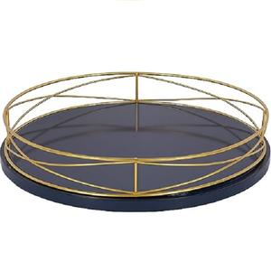 Plateau de service alimentaire métallique de haute qualité avec Base en verre ustensiles de cuisine produit plateau Table à manger décorative pour la maison - Product Image 5