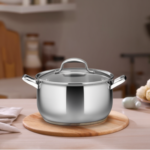 SFIZIOSA 18/10 Stainless Steel Saucepan 20cm Polished Chrome Induction Cooker Compatible Enamel Exterior Coating Metal Glass - Product Image 3