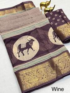 Magnifiques saris en coton Benny doux avec tout le design Kalmkari avec une bordure jequred - Product Image 6