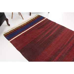 Alfombra Turca de 4.5x8.2 pies, Alfombra de Lana con Estampado Animal en Rojo y Azul - Product Image 1