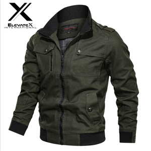 แจ็คเก็ตผู้ชายแบบใหม่ทันสมัย ทรงบุนวม ไซส์ใหญ่ สไตล์ลำลอง แบบเบสบอล วาร์ซิตี้  ผ้าแคนวาส คอตั้ง สีพื้น - Product Image 4