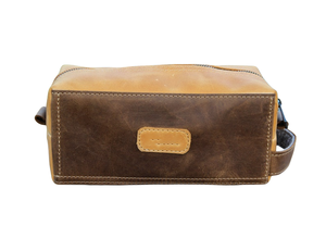 Trousse de toilette en cuir véritable de style vintage pour hommes, sac cosmétique de voyage pour maquilleur, sac à fermeture éclair, logo personnalisé de beauté professionnelle - Product Image 5