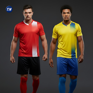 Maillot de football en polyester 100% respirant, anti-UV, extensible, imprimé numérique, ensembles de vêtements de football pour adultes, col en V, léger - Product Image 6