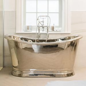 Bañera de Cobre de Primera Calidad Independiente para Baño, Estilo Moderno, Bañera de Cobre Niquelado Antiguo para Baños de Hoteles - Product Image 5