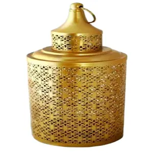 Linterna decorativa de lujo para boda, farol de lujo, marroquí, chapado en oro, venta al por mayor