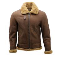 Veste d'hiver pour homme en fausse fourrure sherpa, 100% cuir véritable, grande taille, col rabattable, chauffante, coupe-vent, écologique